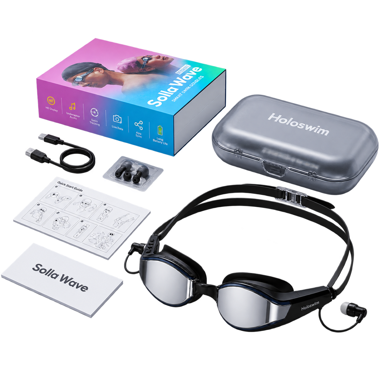 SollaWave Smart Swim Goggles with Music
